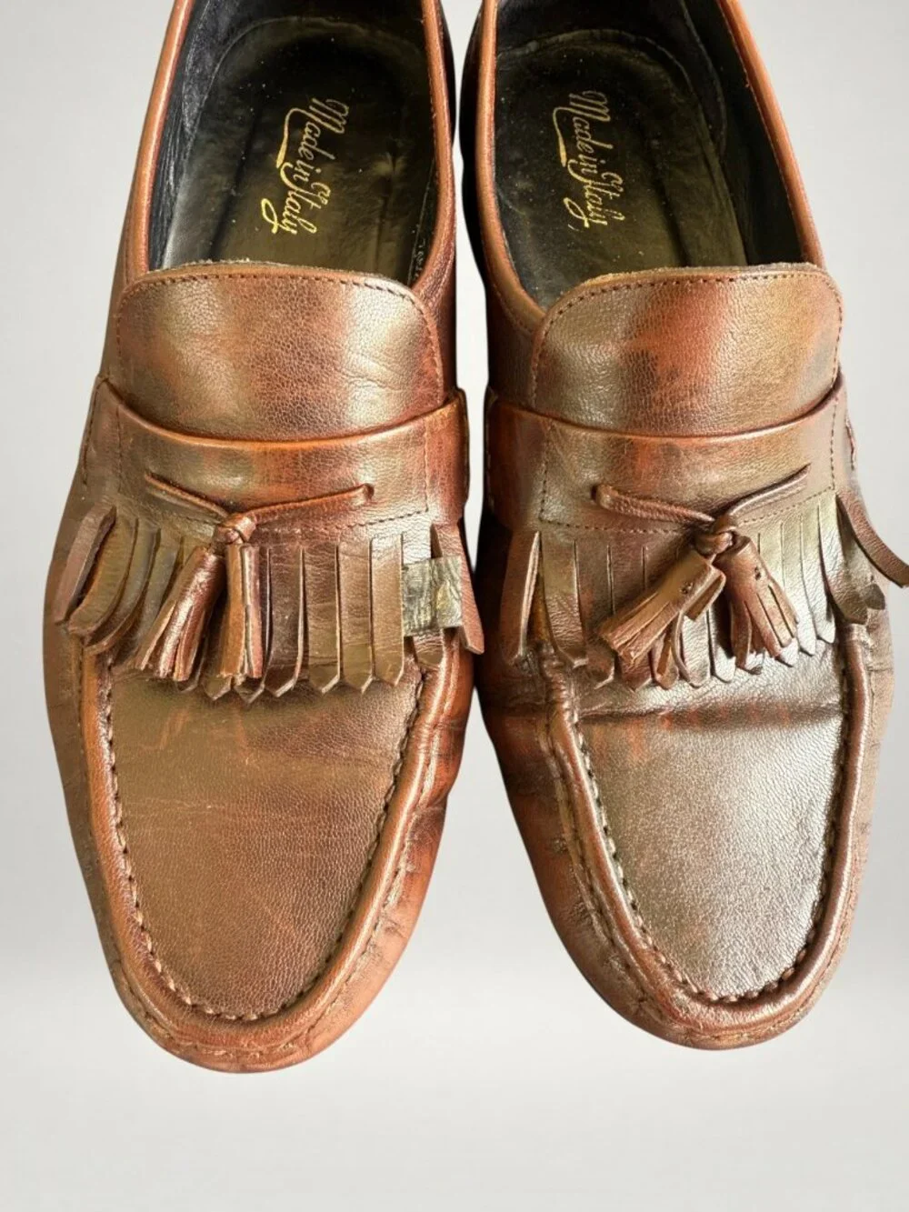 Kenneth Cole Made in Italy Brown Leather Tassel Loafers Men's 11 EEE
